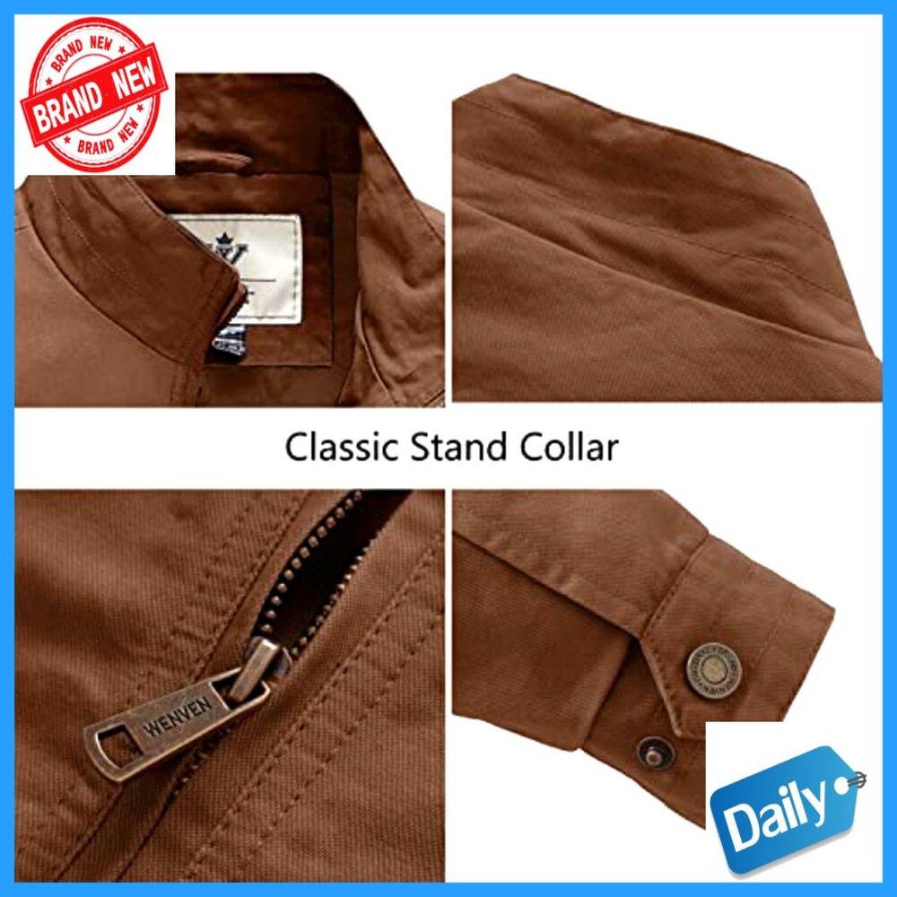 Military Style Canvas Jacket Lightweight Cotton Slim Fit Casual Windbreaker - Picture 4 of 7